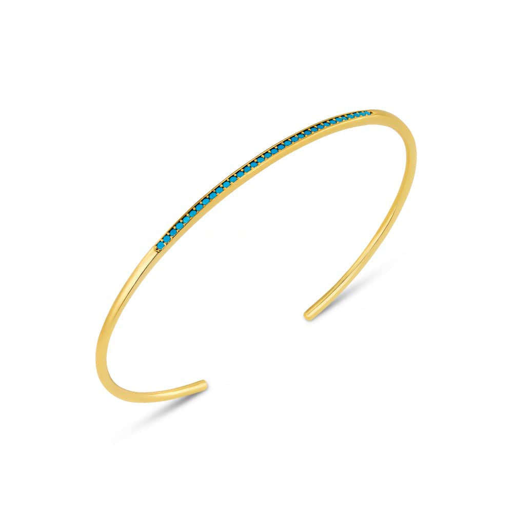 Fine Turquoise Pavé Open Bangle