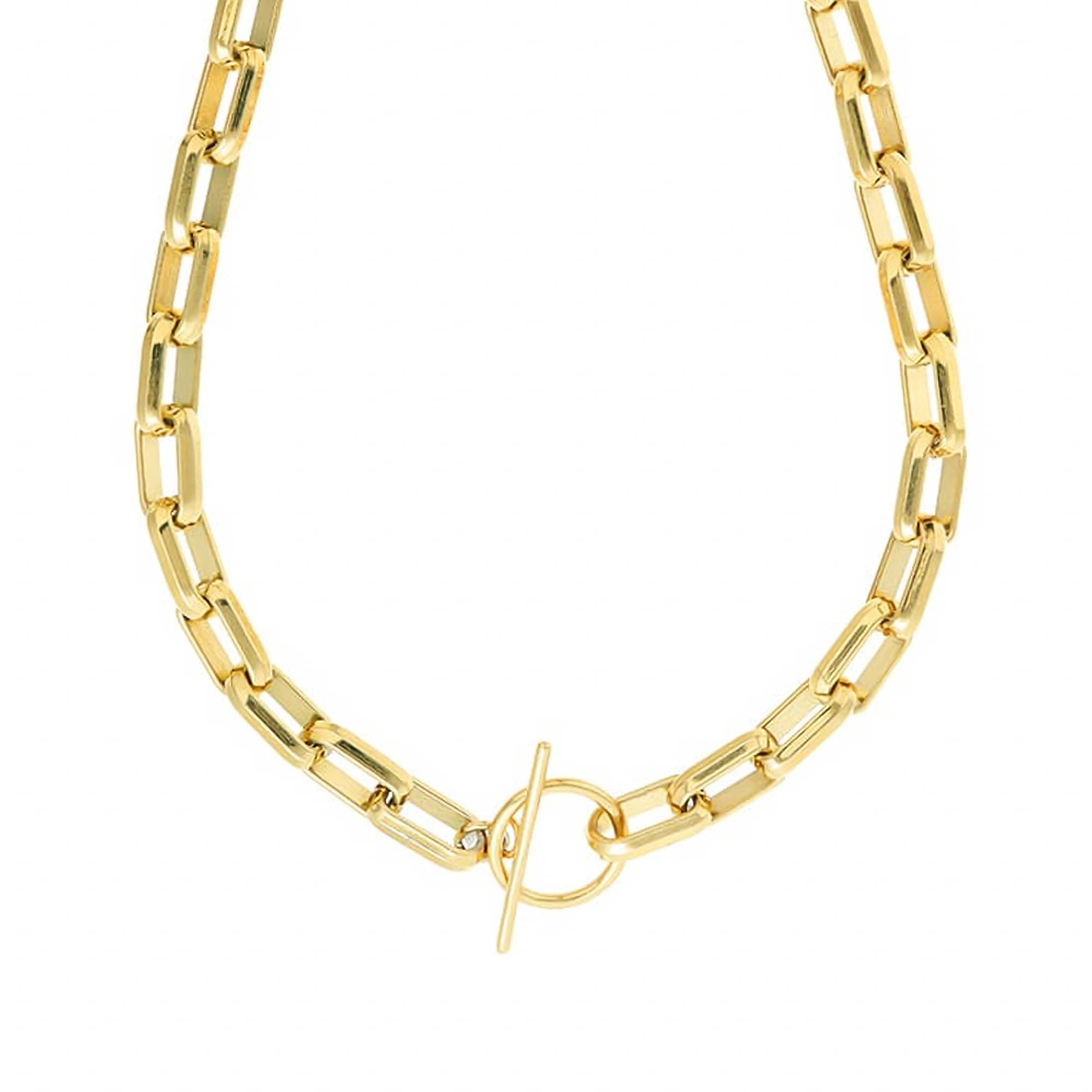 LUXE Rectangle Link T-Bar Necklace - Gold